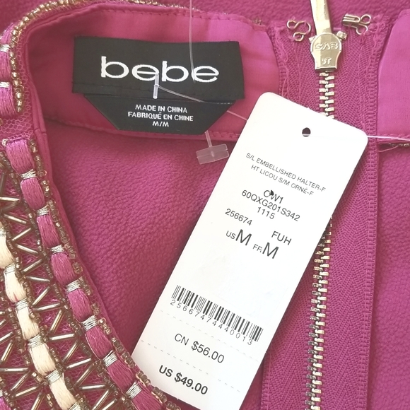 Bebe Embellished Halter Top Medium NWT - Picture 9 of 13